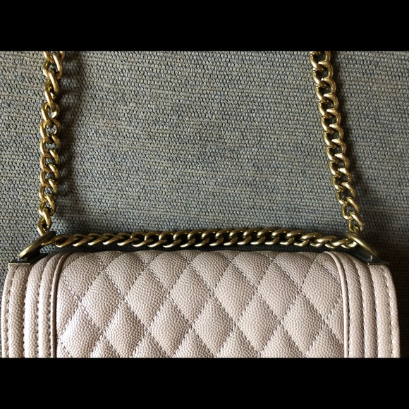 Cream Quilted Crossbody Chain Shoulder Bag Purse - Picture 4 of 13